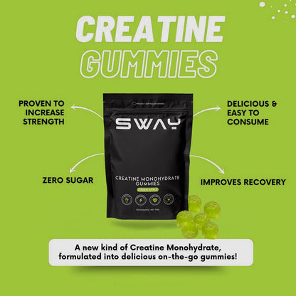 Creatine Monohydrate Gummies - 315g (90 Gummies, Green Apple Flavour)