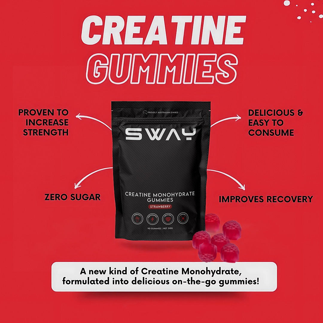 Creatine Monohydrate Gummies - (30 Serves, Strawberry Flavour)