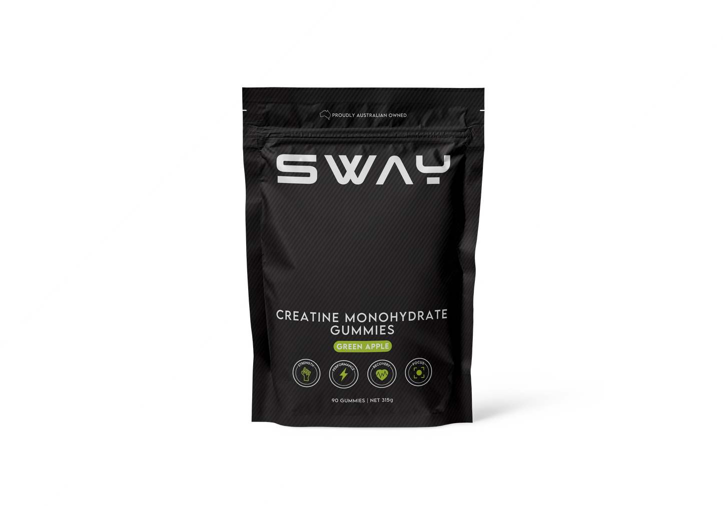 Creatine Monohydrate Gummies - 315g (90 Gummies, Green Apple Flavour)